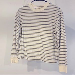 Madewell Striped Blue Long Sleeve Tee